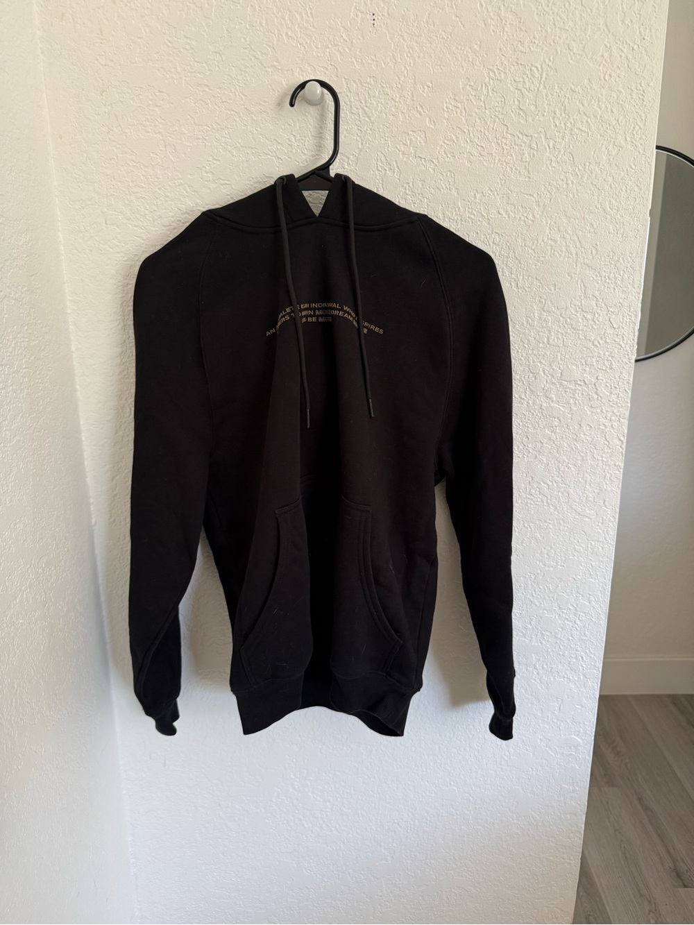Alphalete Black Hoodie with Subtle Gold Text